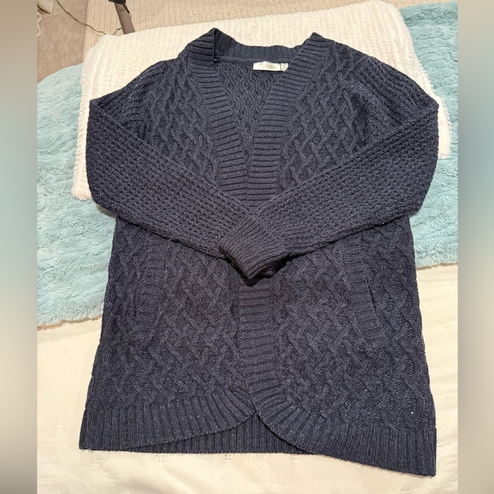 RD Style Women's Chunky Knit Navy Cardigan Size Medium
